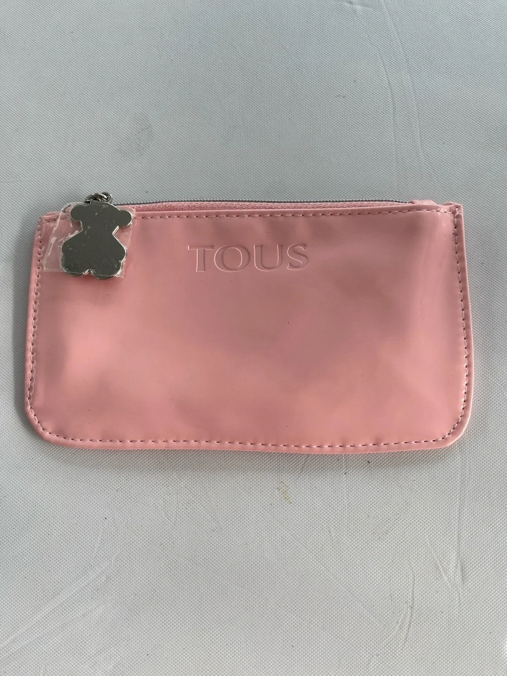 TOUS “Brenda”Pink Pouch with a prominent Silver Bear Charm nwot